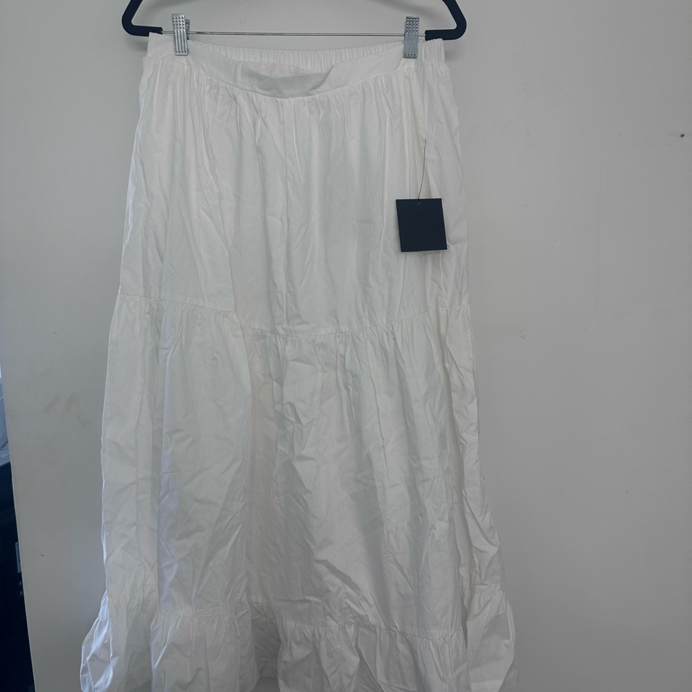 Lulu's Daytime Perfection White Cotton Tiered Midi Skirt